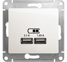 Розетка USB тип A+A без рамки Systeme Electric Glossa 2-м. 2100мА перламутр картинка